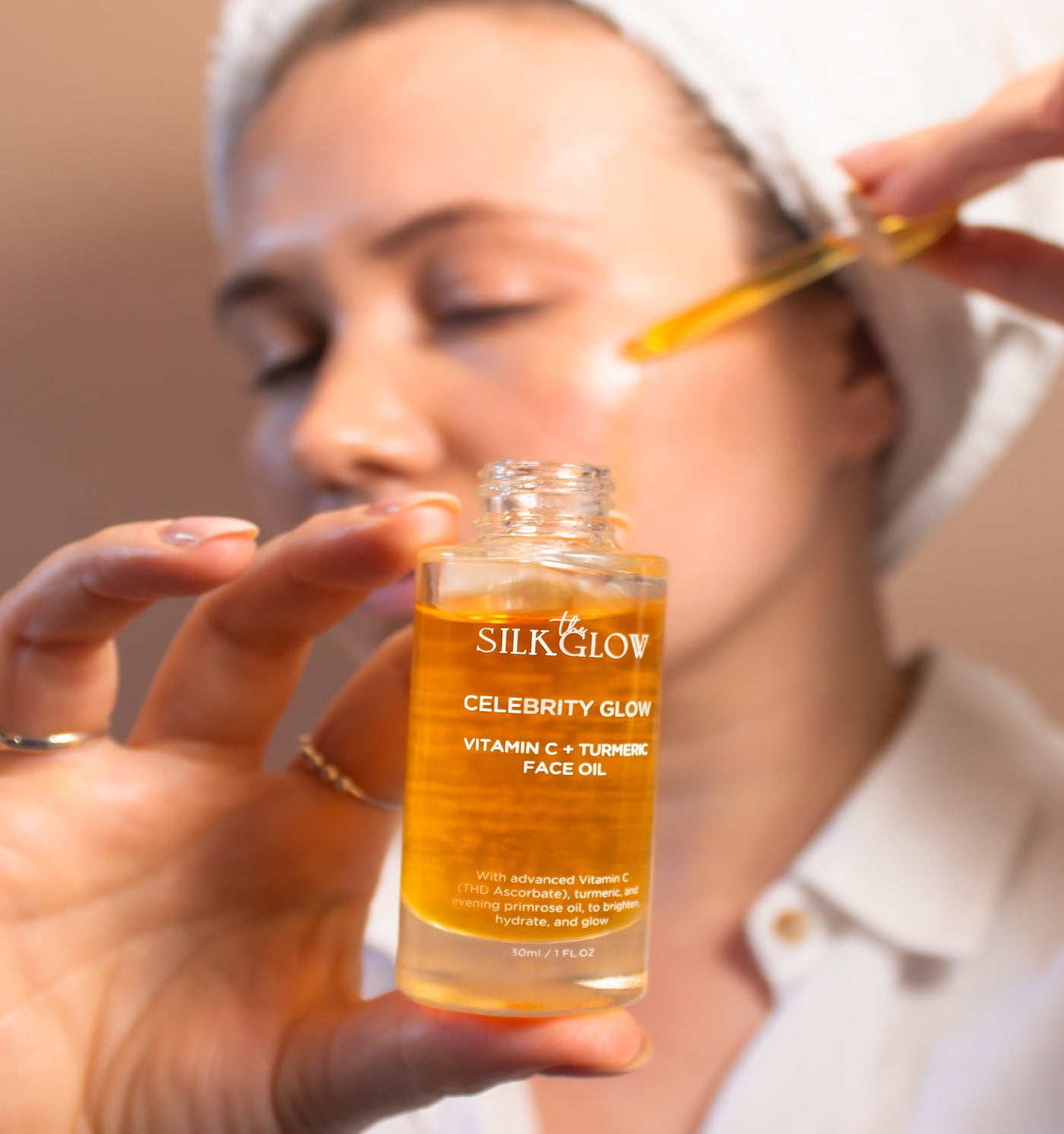 Founder Parul with Celebrity Vitamin c & Turmeric Face Oil