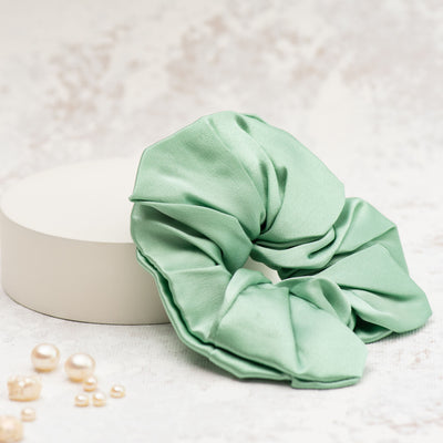 Dusty Green Luxe Silk Scrunchie - The Silk Glow