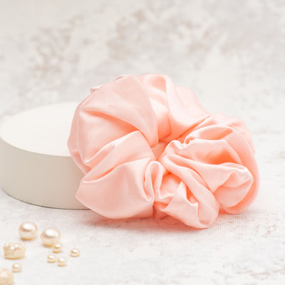 Baby Pink Luxe Silk Scrunchie - The Silk Glow