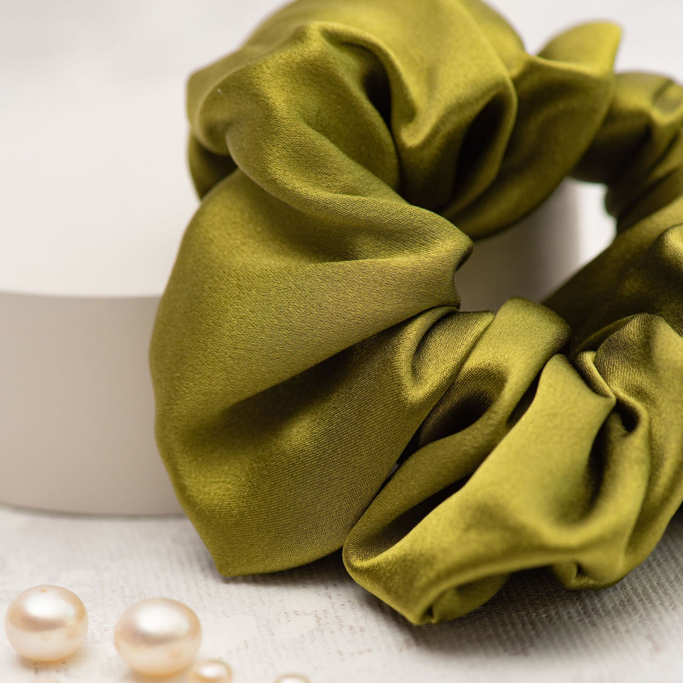 Olive Luxe Silk Scrunchie - The Silk Glow